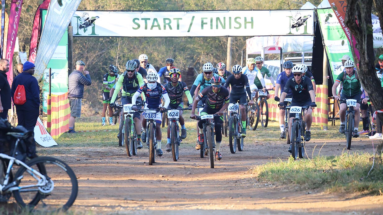 Cyclists get underway in a competitive 60km race, which carried a thrilling contest for the top three positions.